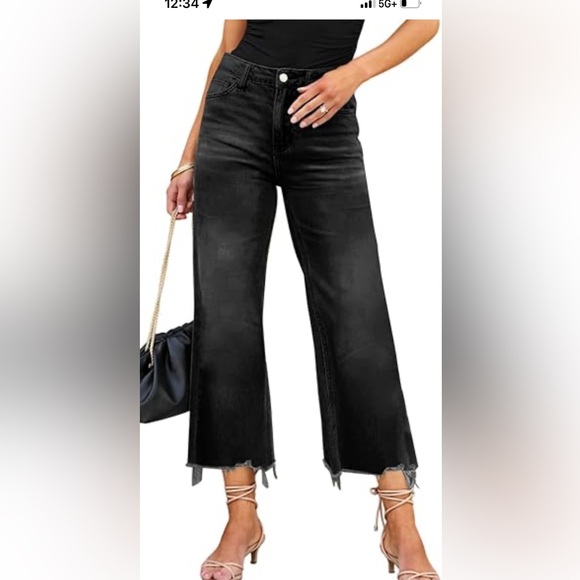 Dkny Denim - DKNY Black Slim Straight Crop Jeans w/raw hem. Never worn. Does not have…